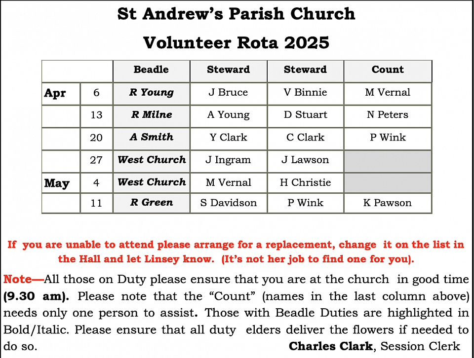 Volunteer Rota
