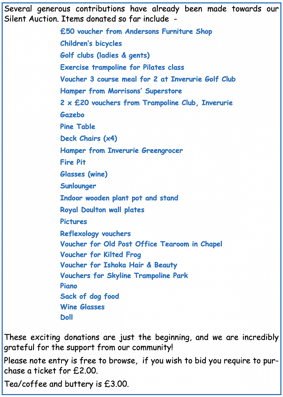 Silent Auction Donations