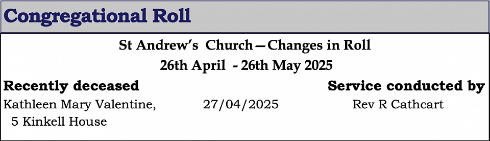 St Andrew's Church Inverurie Congregational Roll