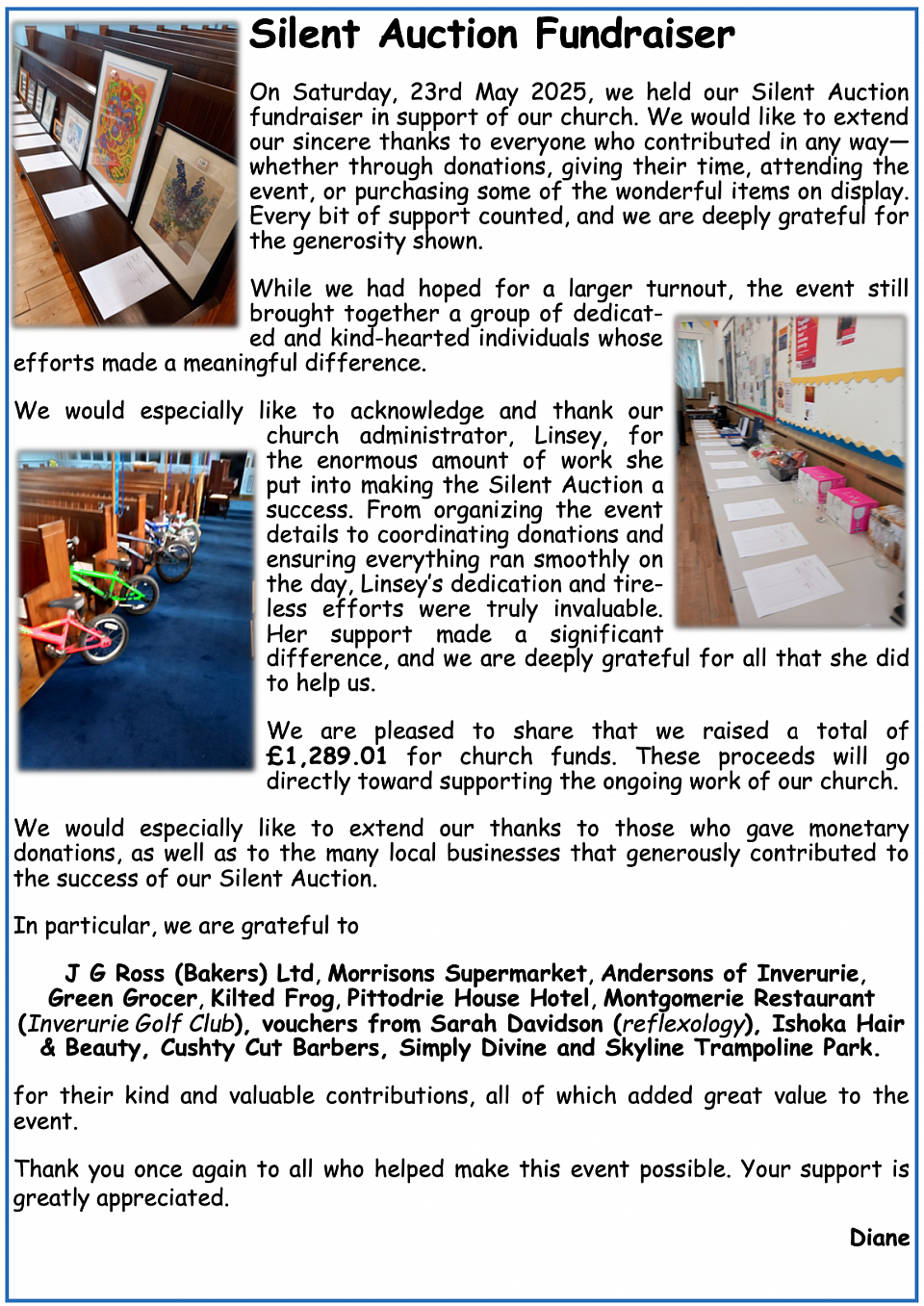 Silent Auction Post-Event Reflection