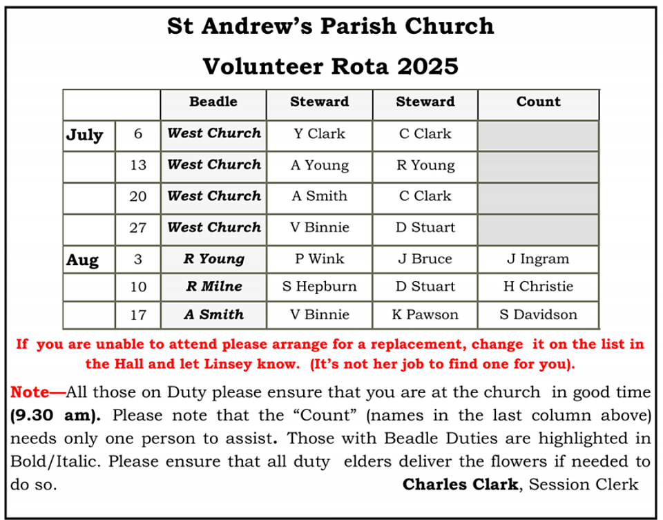 Volunteer Rota