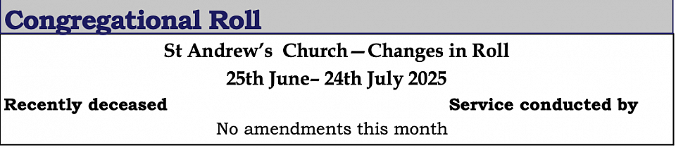 St Andrew's Church Inverurie Congregational Roll