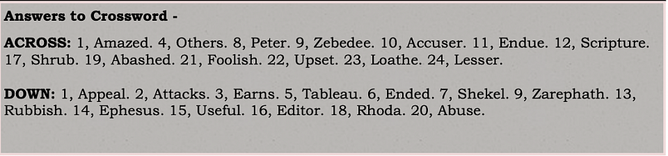 Answers to Crossword
