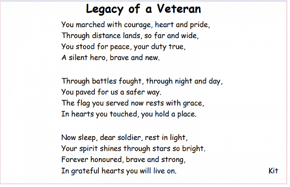 November Veterans' Poem