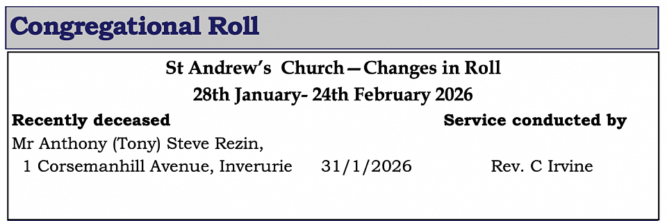St Andrew's Church Inverurie Congregational Roll
