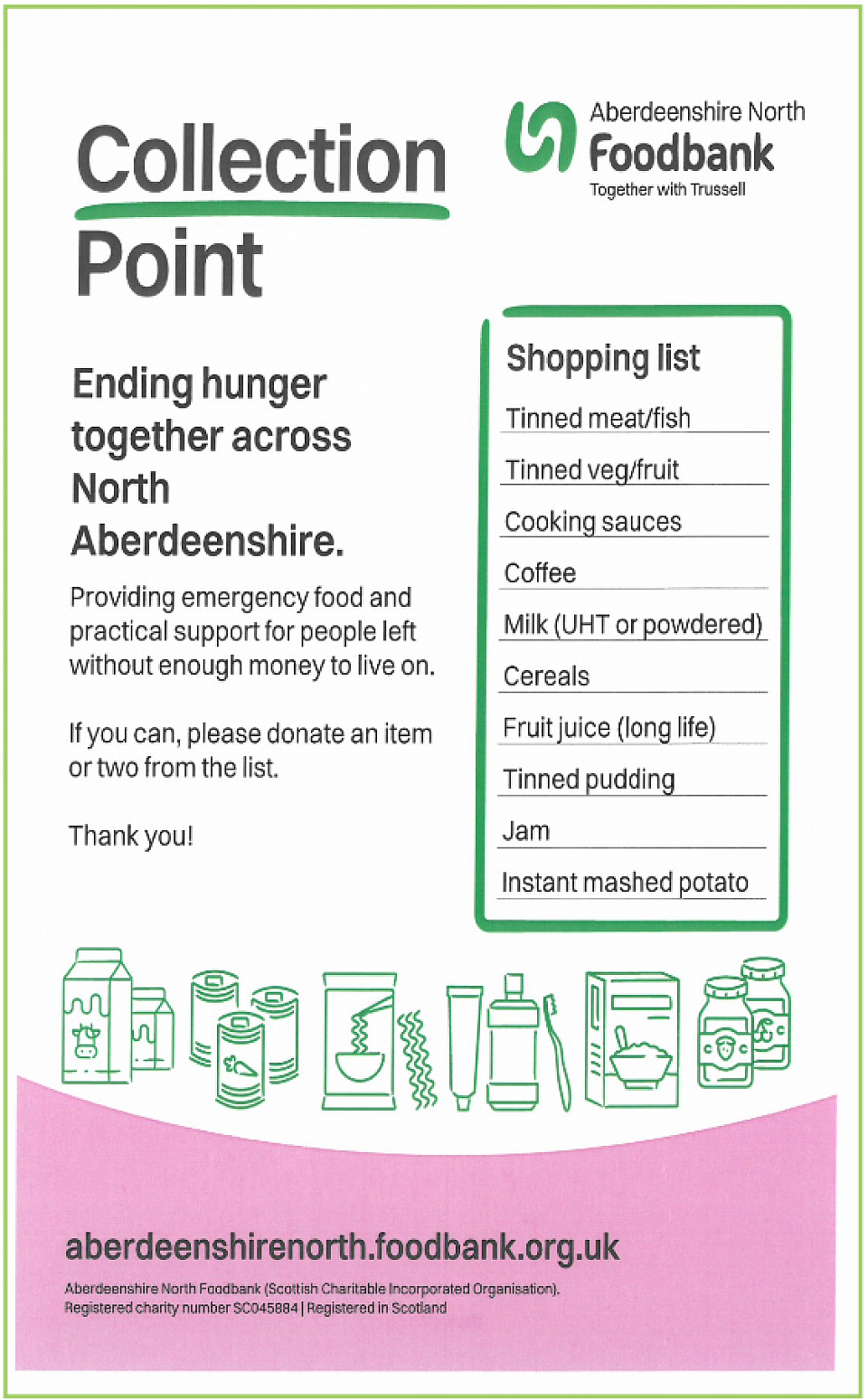 StAndrew's Church Inverurie Food Bank - Call to donation