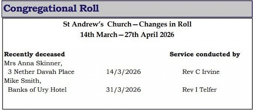 St Andrew's Church Inverurie Congregational Roll