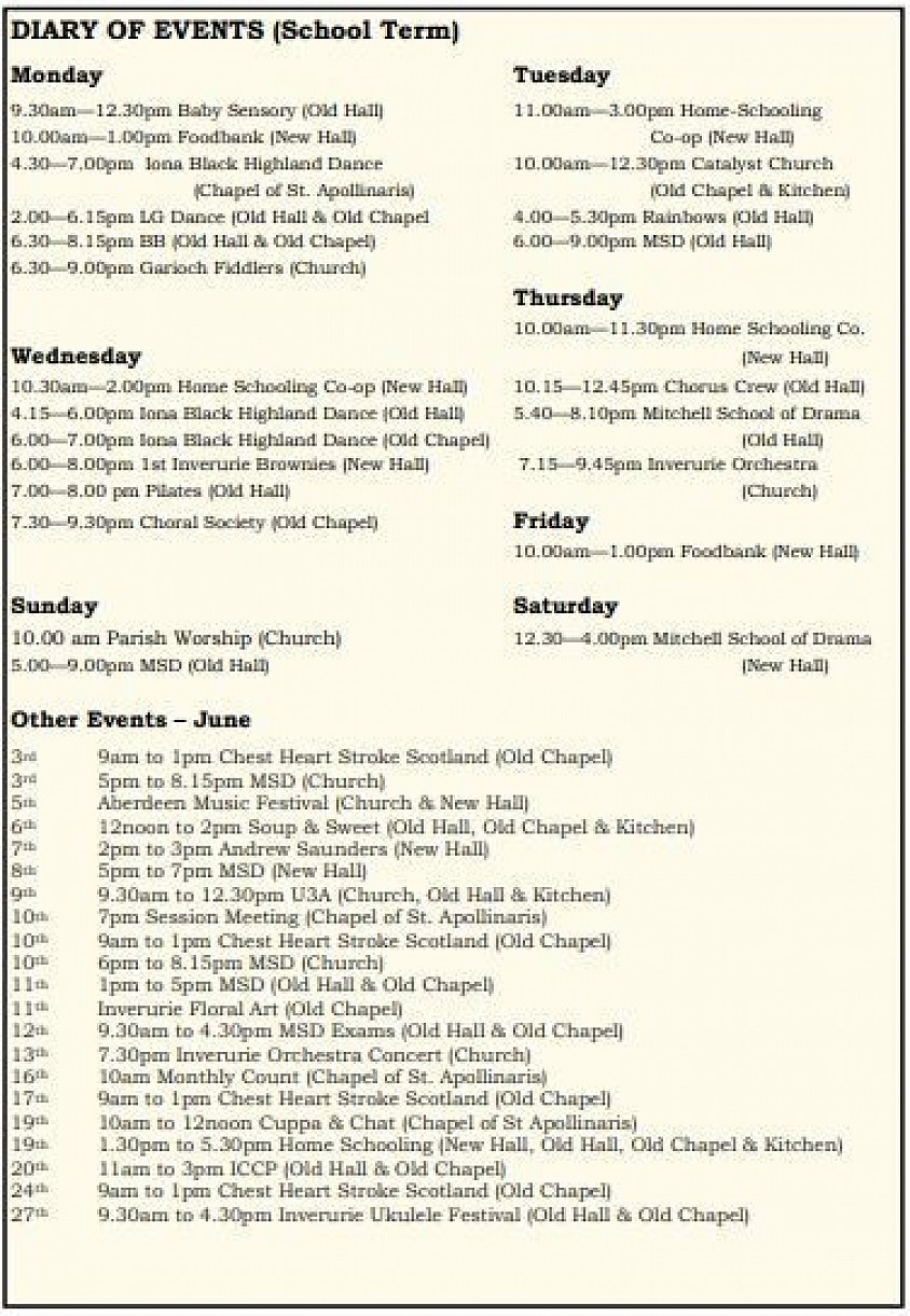 Diary of Events - June