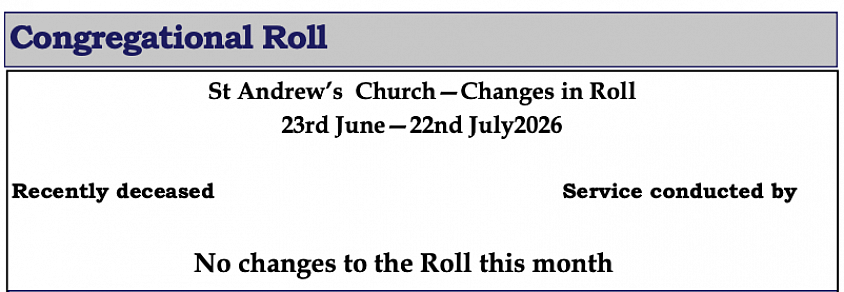 St Andrew's Church Inverurie Congregational Roll
