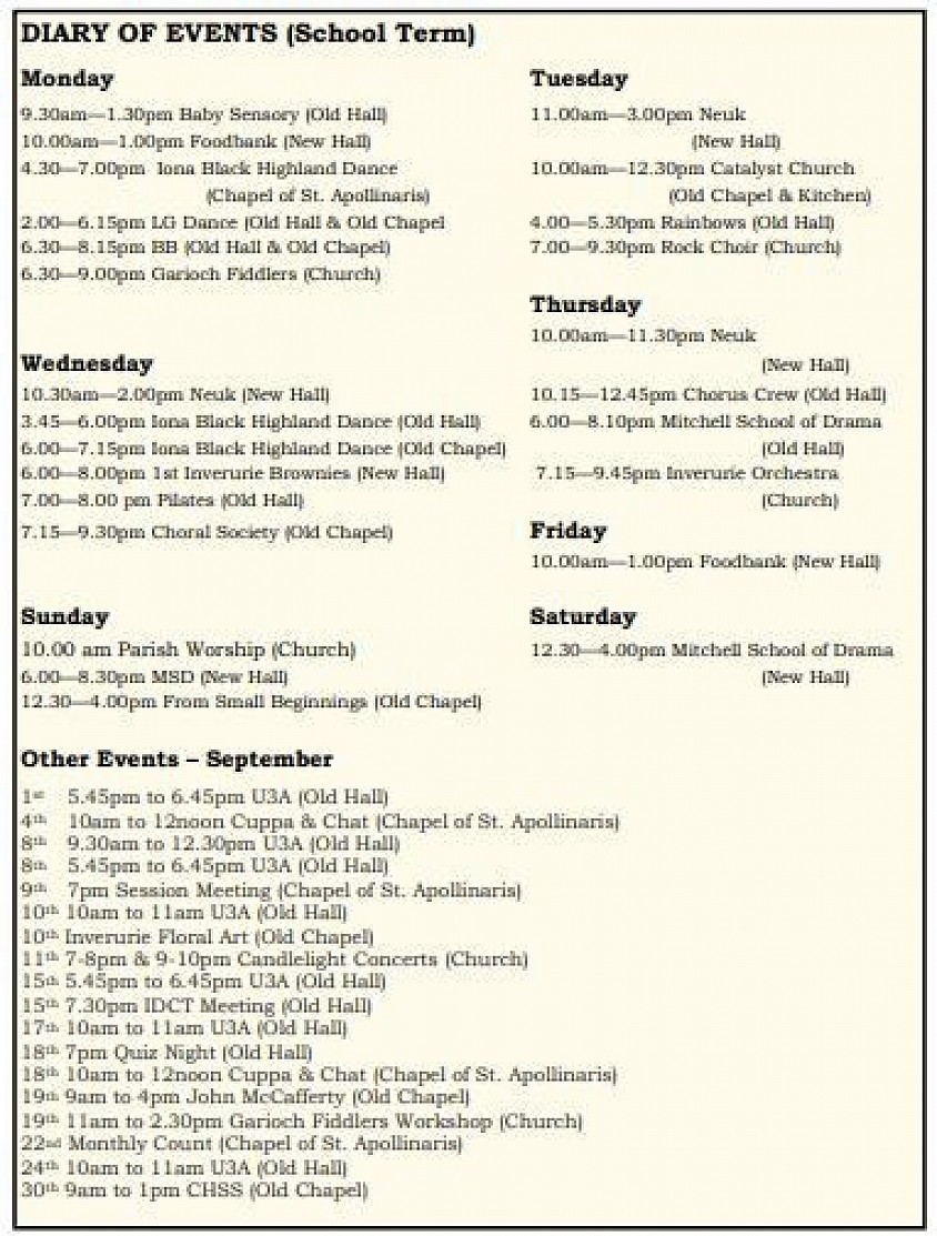 Diary of Events - July